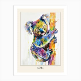 Koala Colourful Watercolour 1 Poster Art Print