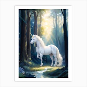 Unicorn In The Forest 3 Art Print