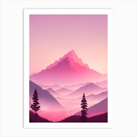 Misty Mountains Vertical Background In Pink Tone 87 Art Print