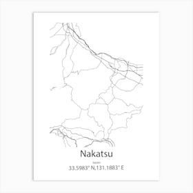 Nakatsu,Japan Minimalist Map Art Print