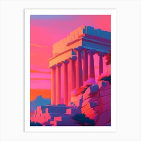 The Acropolis Sunset Dreamy Landscape Art Print