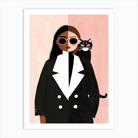 Portrait Of A Woman With A Cat 1 Art Print