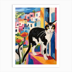 Painting Of A Cat In Athens Greece 3 Art Print