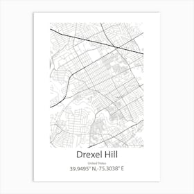 Drexel Hill,United States Minimalist Map Art Print