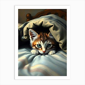 Kitten under Blanket - Diverse Art Illustration 7 Art Print