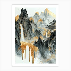 Cascade Mountains Golden Peaks - Lavish Flow Art Print