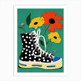 Garden Grace: Blooms on Stylish Sneakers Art Print