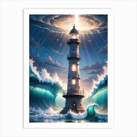 A Lighthouse In The Middle Of The Ocean 36 Art Print