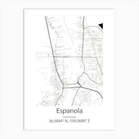 Espanola,United States Minimalist Map Art Print