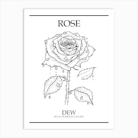 Rose Dew Line Drawing 1 Poster Art Print