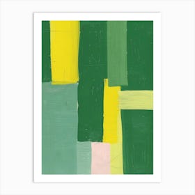 Green And Pink Squares Art Print