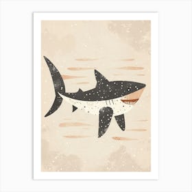 Beige Speckled Shark Minimalist Art Print