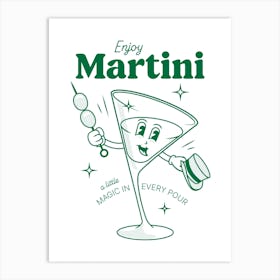 Martini retro cocktail in green Art Print