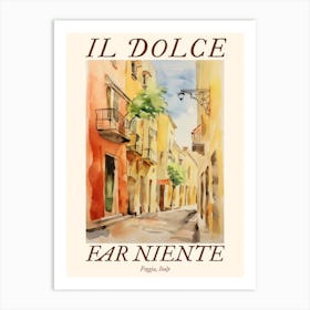 Il Dolce Far Niente Foggia, Italy Watercolour Streets 3 Poster Art Print