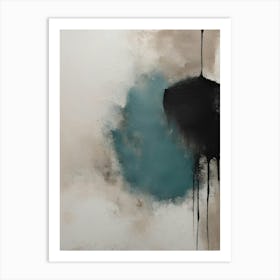 Ink Watercolor Abstract Black and Blue Artwork Art Print