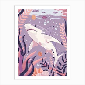 Purple White Tip Reef Shark Illustration 1 Art Print