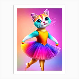 Cute Cat Ballerina Art Print