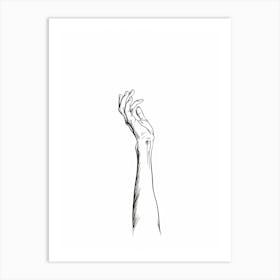 Reaching Hand Line Art Art Print