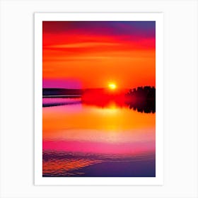 Sunrise Over Lake Waterscape Pop Art Photography 1 Art Print