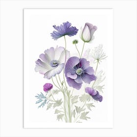 Anemone Floral Quentin Blake Inspired Illustration 2 Flower Art Print
