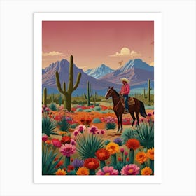 Cowboy In The Desert 11 Art Print