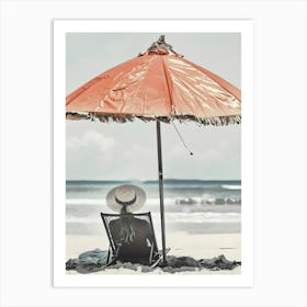 Beach Chair Under Umbrella Art Print