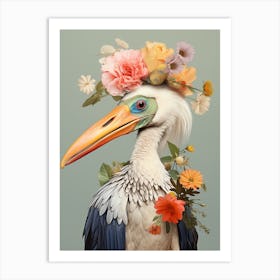 Bird With A Flower Crown Stork 3 Art Print
