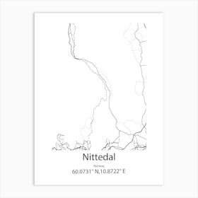 Nittedal,Norway Minimalist Map Art Print