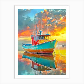 Sunset Boat 2 Art Print