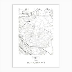 Inami,Japan Minimalist Map Art Print