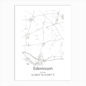 Edemissen,Germany Minimalist Map Art Print