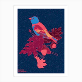 Acorn Branch And Bird Art Print