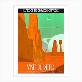 Jupiter Space Travel Retro Poster Art Print