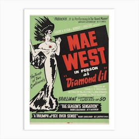 Mae West As ‘Diamond Lil’ Theatre Poster 1951 Art Print