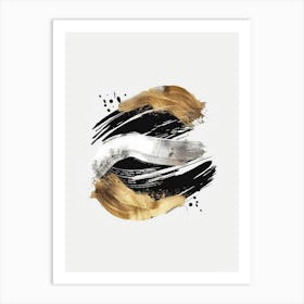 Gold And Black Brush Strokes 12 Art Print