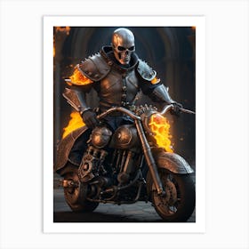 Skeleton On A Motorcycle Art Print