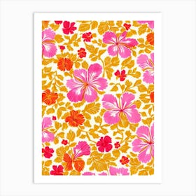 Hibiscus Floral Print Warm Tones 1 Flower Art Print