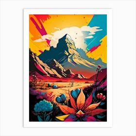 Mountains And Flowers Art Print