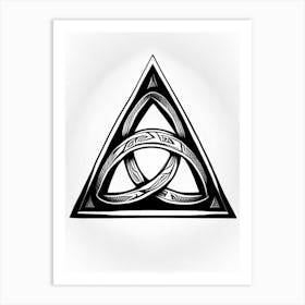 Triquetra, Symbol, Third Eye Simple Black & White Illustration 6 Art Print
