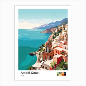 Amalfi Coast, Italy, Geometric Illustration 2 Poster Art Print