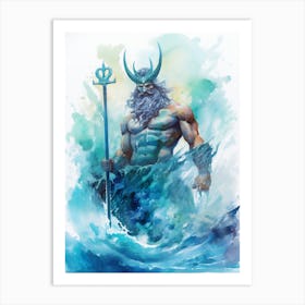  Watercolor Drawing Of Poseidon 5 Art Print