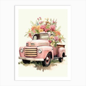 Cowgirl Truck With Flowers 2 Art Print