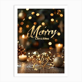 A Sophisticated Calligraphic Rendering Of A Merry Christmas 2024 Greeting The Elegant Letters Of (7) Art Print