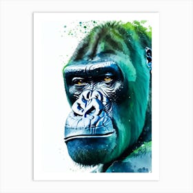 Gorilla With Thinking Face Gorillas Mosaic Watercolour 1 Art Print