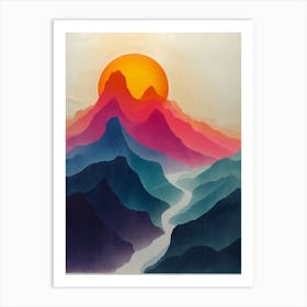 Sunset In The Mountains 65 Art Print