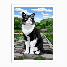 Black And White Cat In The Park Art Print