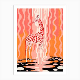 Swirl Pattern Giraffe Pink & Orange 1 Art Print