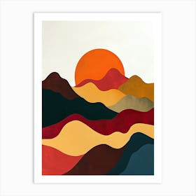 Sunset In The Mountains, Minimalism 3 Art Print