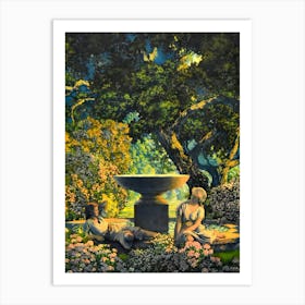 Reveries c1926 by Maxfield Parrish (1870-1966) HD Reproduction Immaculate Print | American Golden Age Illustrator and Painter Art Print