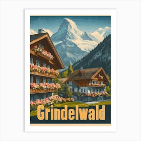 Aihrgdesign A Retro Travel Poster For Grindelwald 1 Art Print